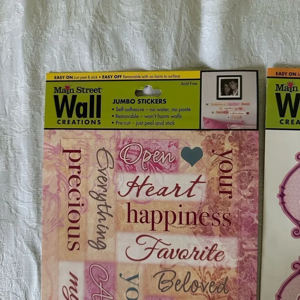 Heartfelt Pink Wall Stickers Set Bridal Love Sentiments Letters